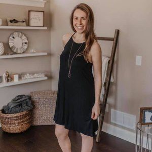 Black cotton mini dress